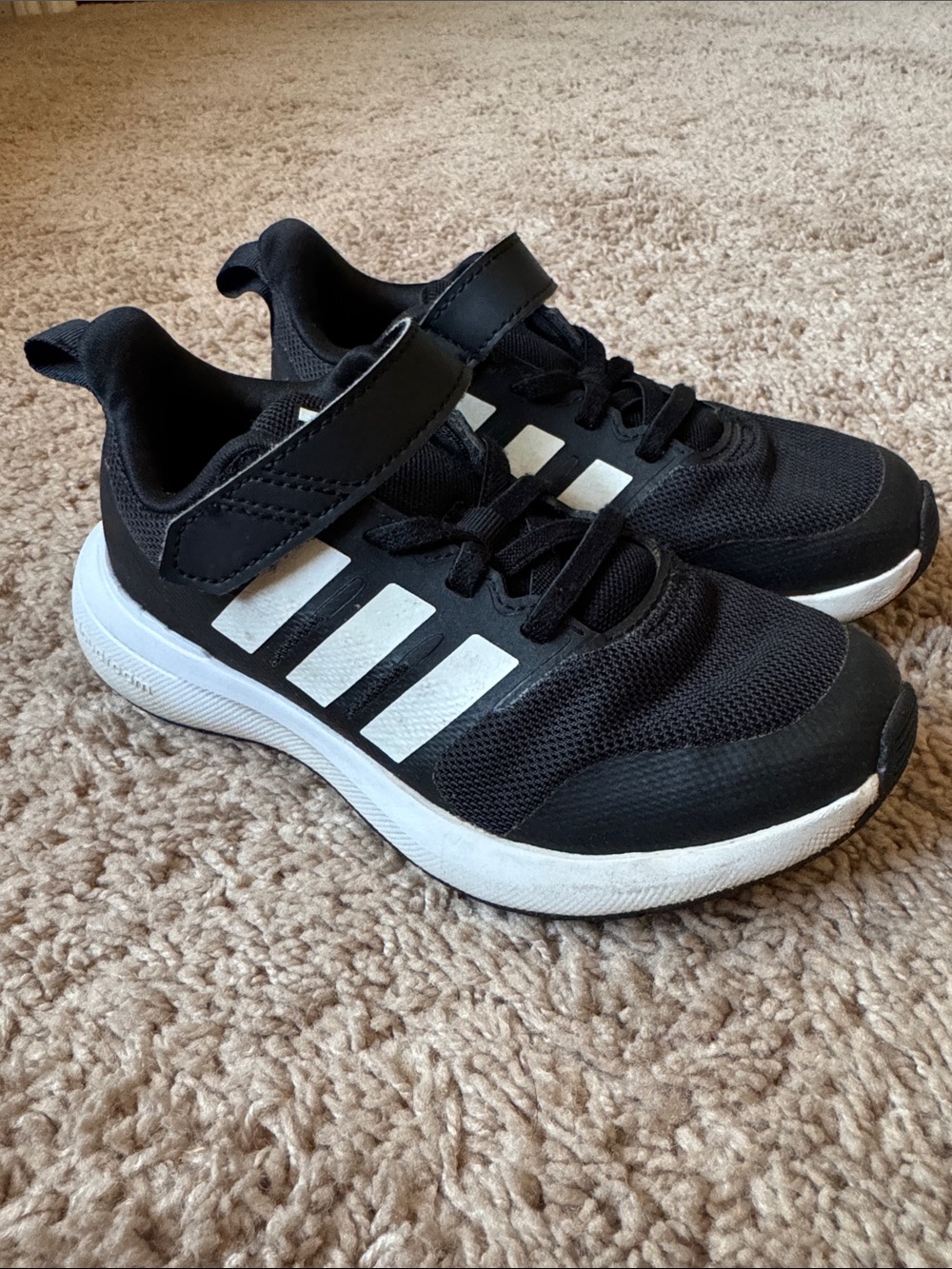 adidas Black and White Kids Velcro Athletic Shoes size 12 K